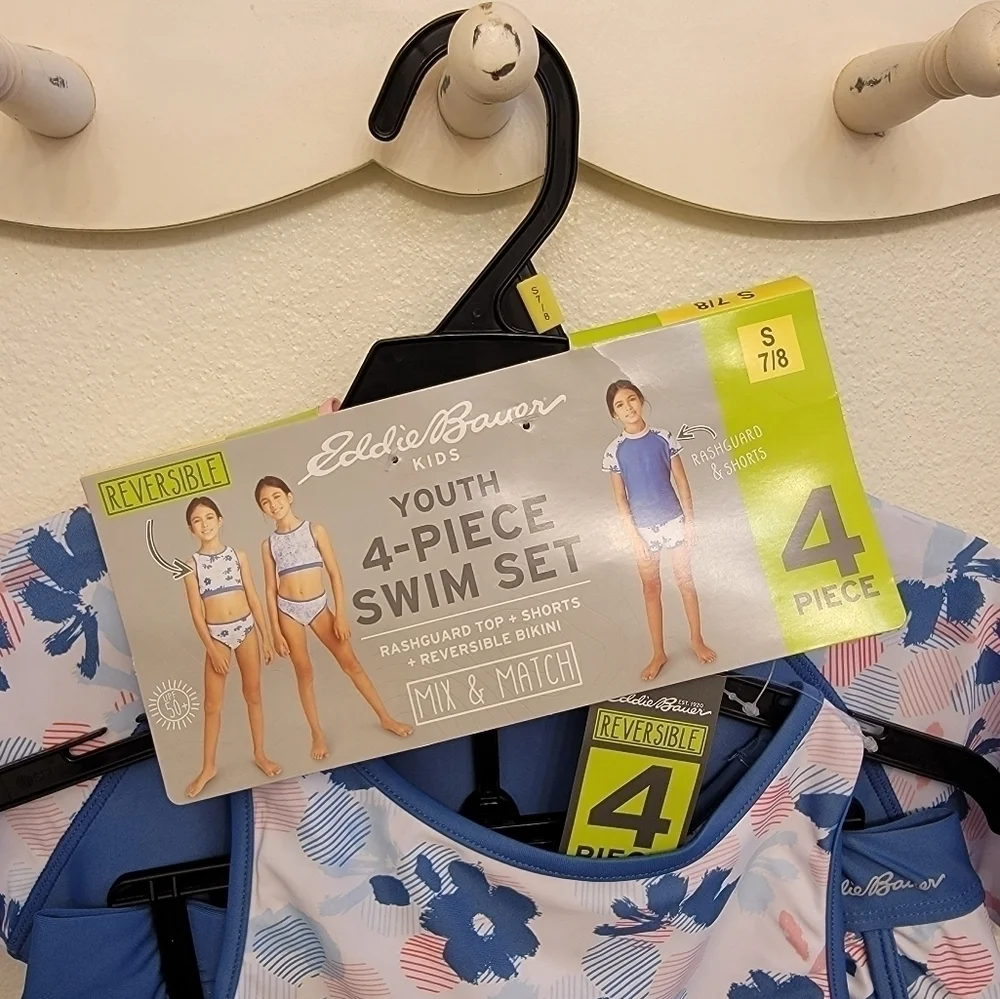 NWT Eddie Bauer Girls 4 Pc Swim Swt